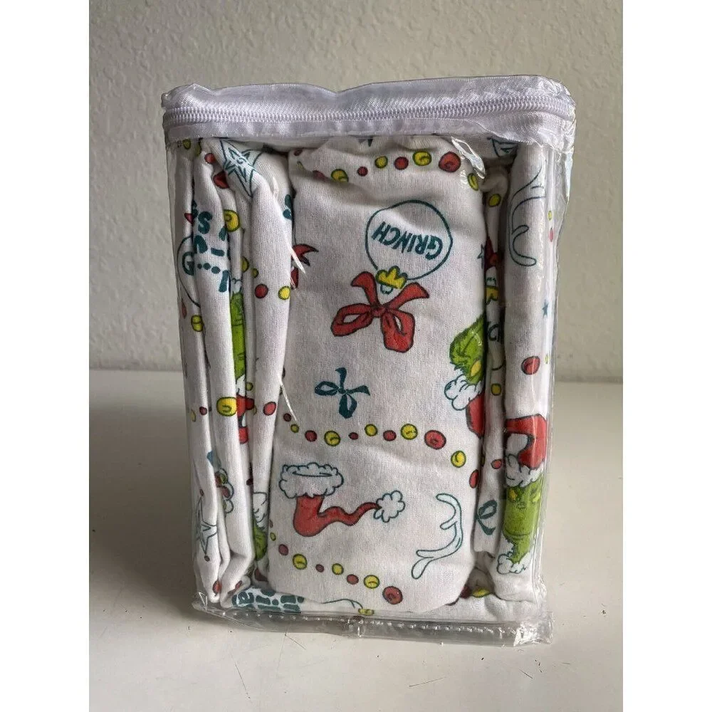 4 Pc Dr. Seuss The Grinch QUEEN Size Cotton Flannel Sheet Set Christmas Soft NEW